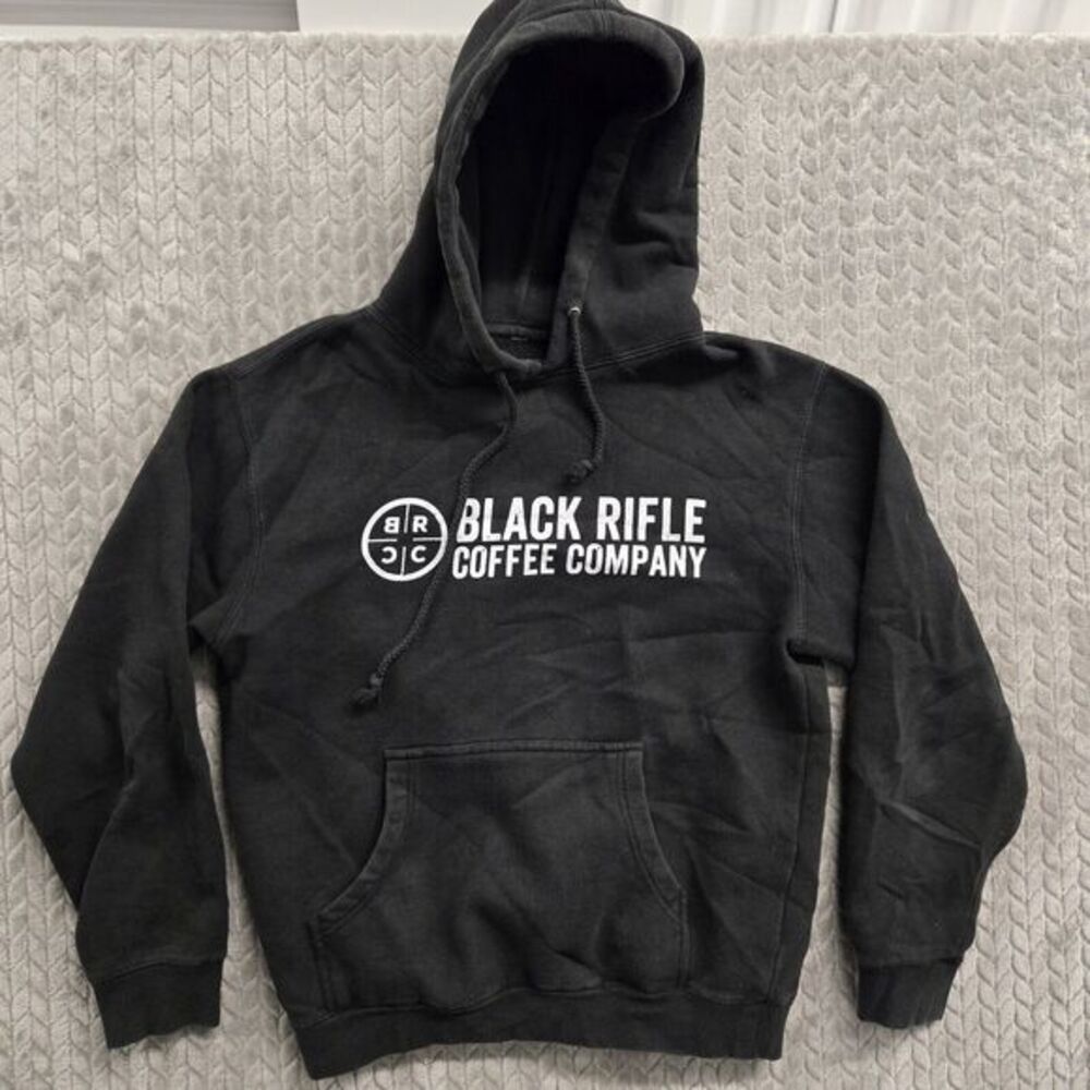 Black Rifle Coffee Co Sweater Mens Small Black Hoodie Pullover Spellout Logo